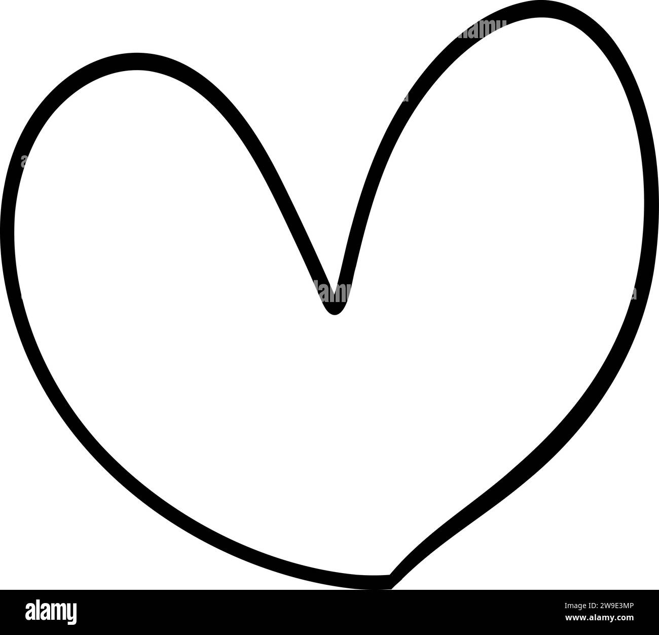 Linea tracciata a mano con cuore su sfondo bianco. Illustrazione Vettoriale