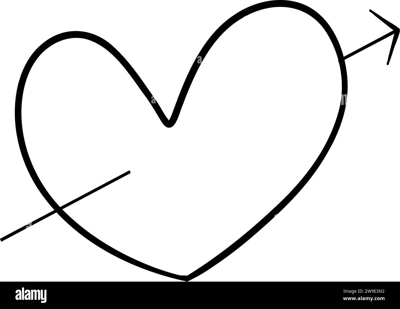 Linea tracciata a mano con cuore su sfondo bianco. Illustrazione Vettoriale