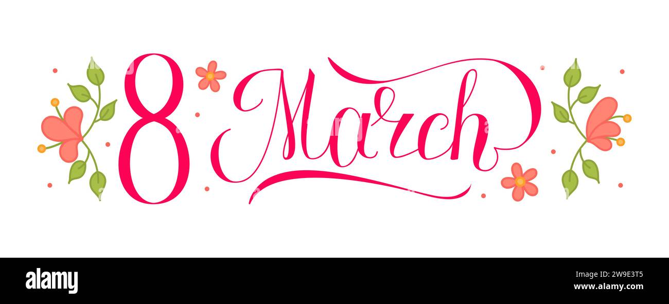 Banner per la giornata internazionale della donna. 8 marzo. Vacanze di primavera. Fiori. Illustrazione vettoriale. Illustrazione Vettoriale