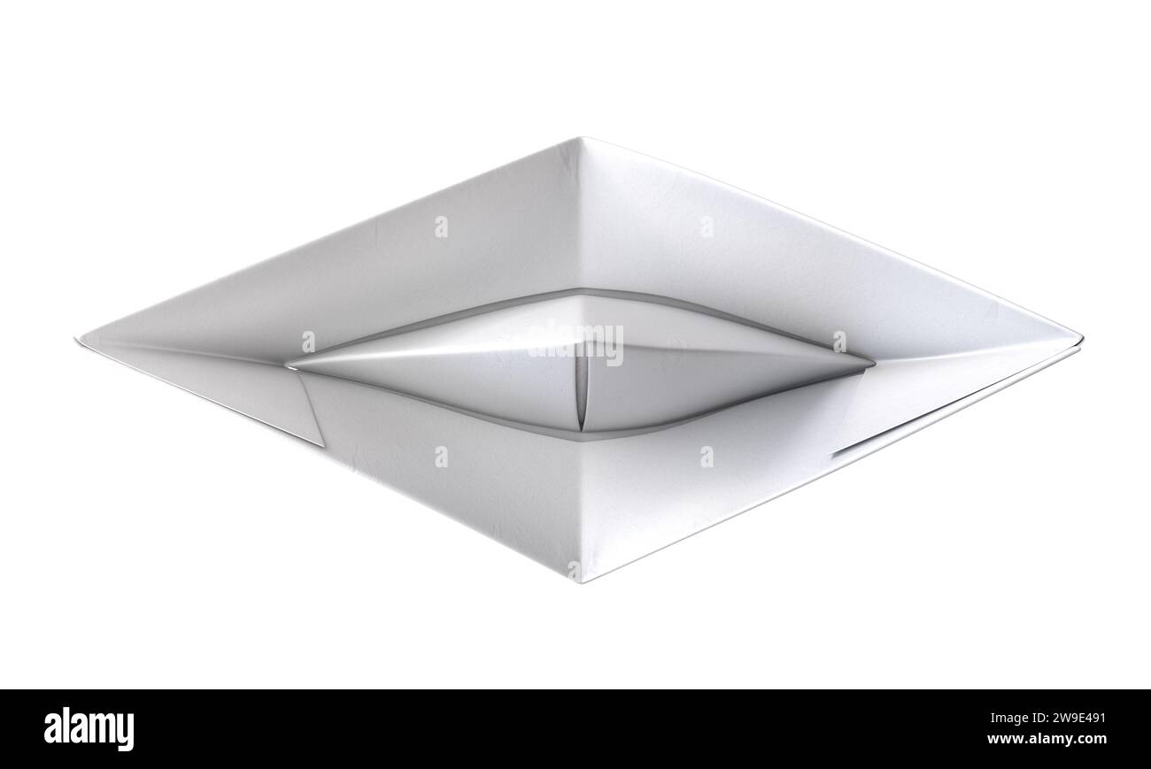 barca di carta origami di rendering 3d isolata su illustrazione bianca Foto Stock