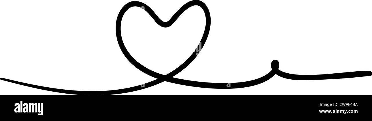 Linea tracciata a mano con cuore su sfondo bianco. Illustrazione Vettoriale