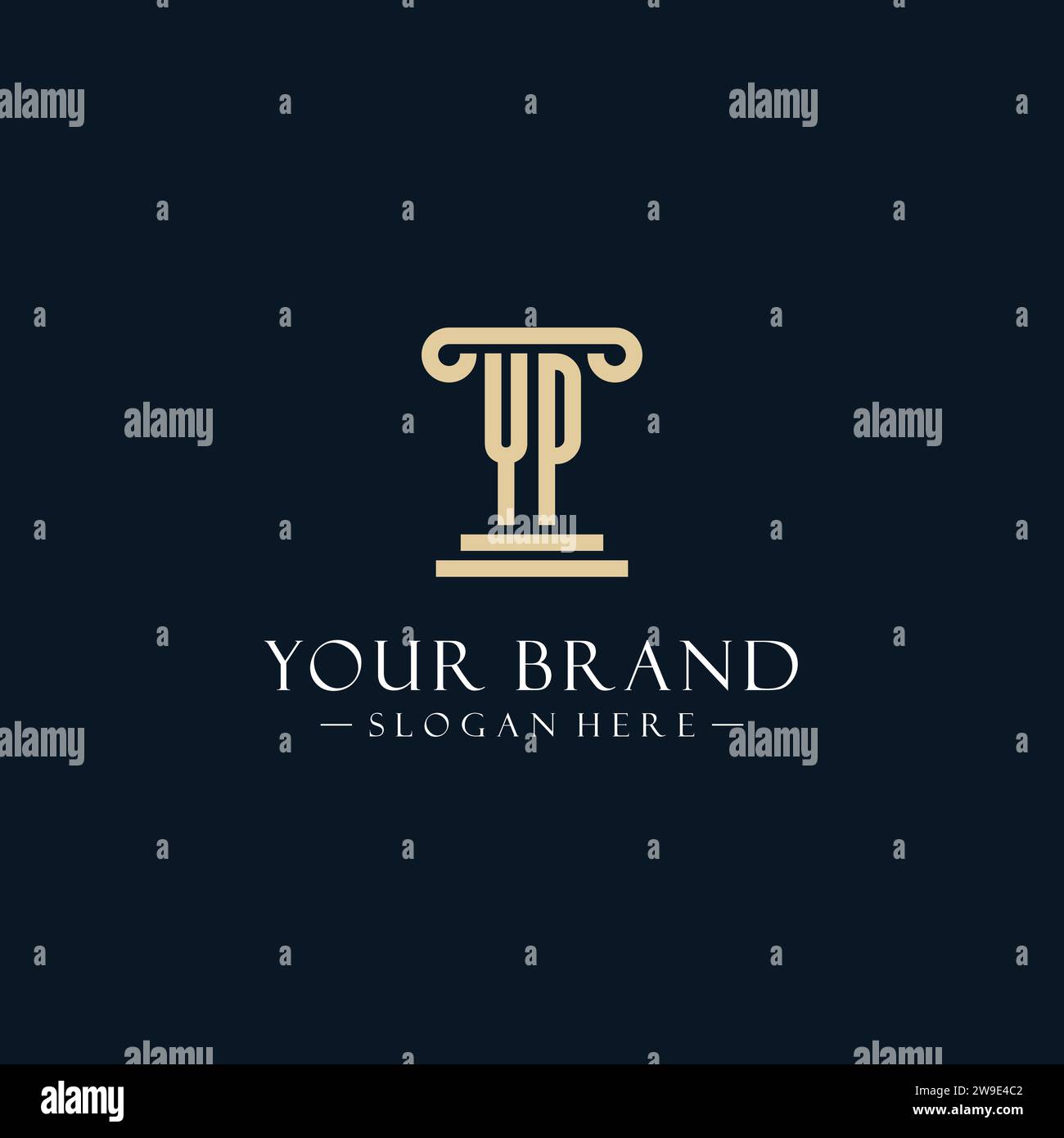 Logo monogramma iniziale YP con idee di design stile a colonna Illustrazione Vettoriale