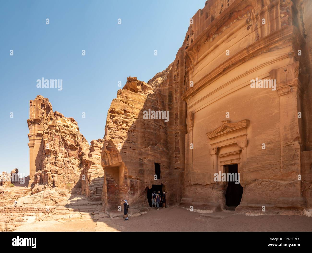 Petra città storica e archeologica scolpita in pietra arenaria, Giordania, Medio Oriente Foto Stock