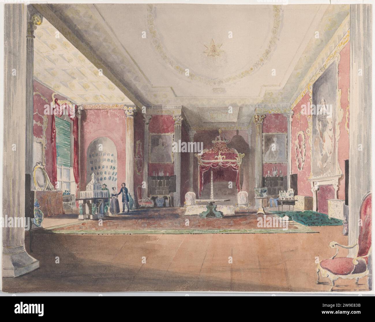 The State Bed Chamber, Stowe Buckinghamshire 2019 di Joseph Nash Foto Stock