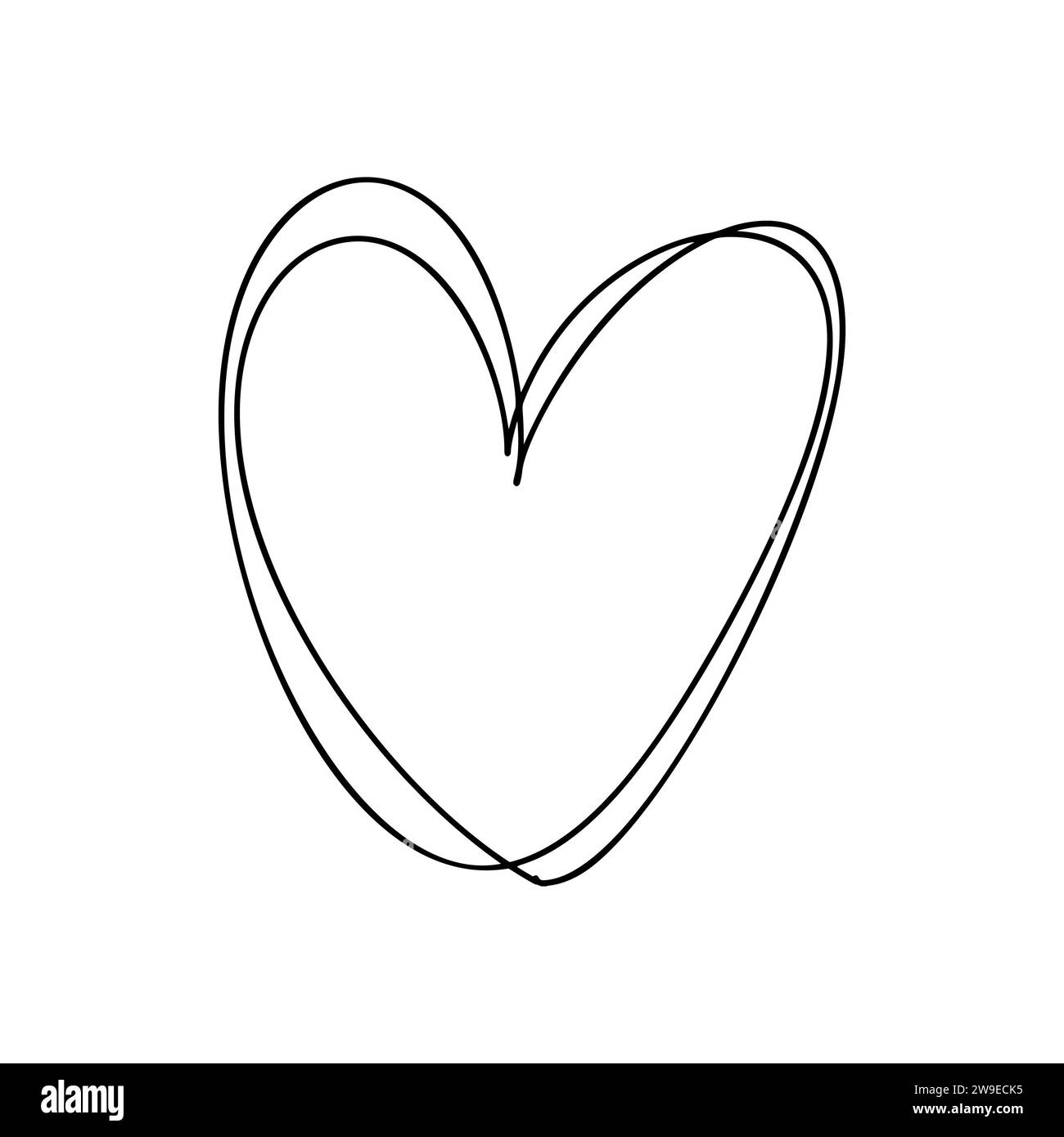Ama l'illustrazione della linea vettoriale del cuore. Contorno nero. Elemento per banner, poster e biglietti di auguri di San Valentino Illustrazione Vettoriale