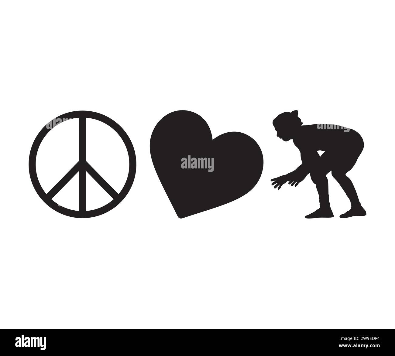 Wrestling monogram, Wrestling Heartbeat, Peace, Love, Wrestling, Women Wrestling silhouette, Wrestling Heartbeat Illustrazione Vettoriale