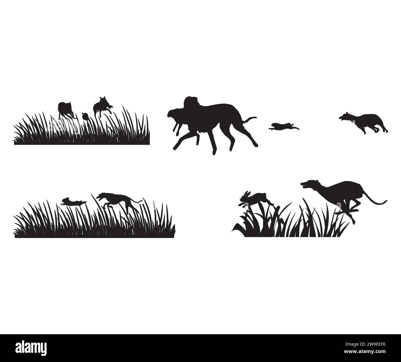 Hound Dog Chasing Rabbit, Rabbit Hunting, Hunting Dog SVG, Rabbit Hunter with Beagles, Dog Chasing Rabbit, Beagle Dogs SVG file Illustrazione Vettoriale