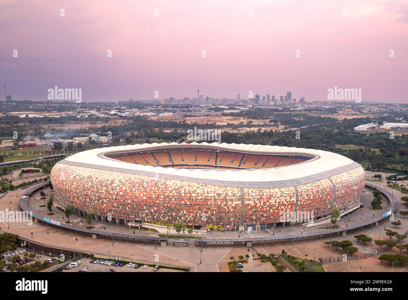 Situato a Santiago, Cile, il nuovo splendido Stadio Nazionale offre una vista panoramica dell'area circostante Foto Stock