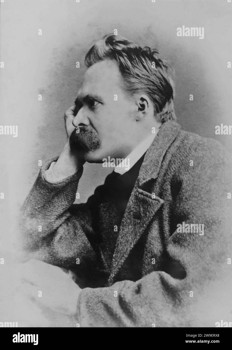 Ritratto di Friedrich Nietzsche. Anno: c. 1882 e/o 1910. Luogo: Dresda. Di Martin Herzfeld. Foto Stock
