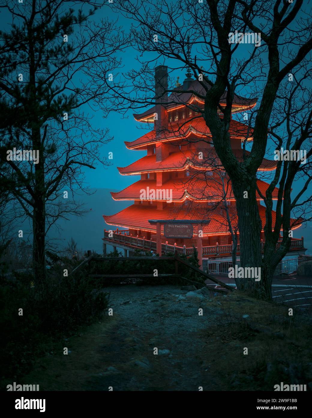 La Reading Pagoda di notte, Reading, Pennsylvania Foto Stock