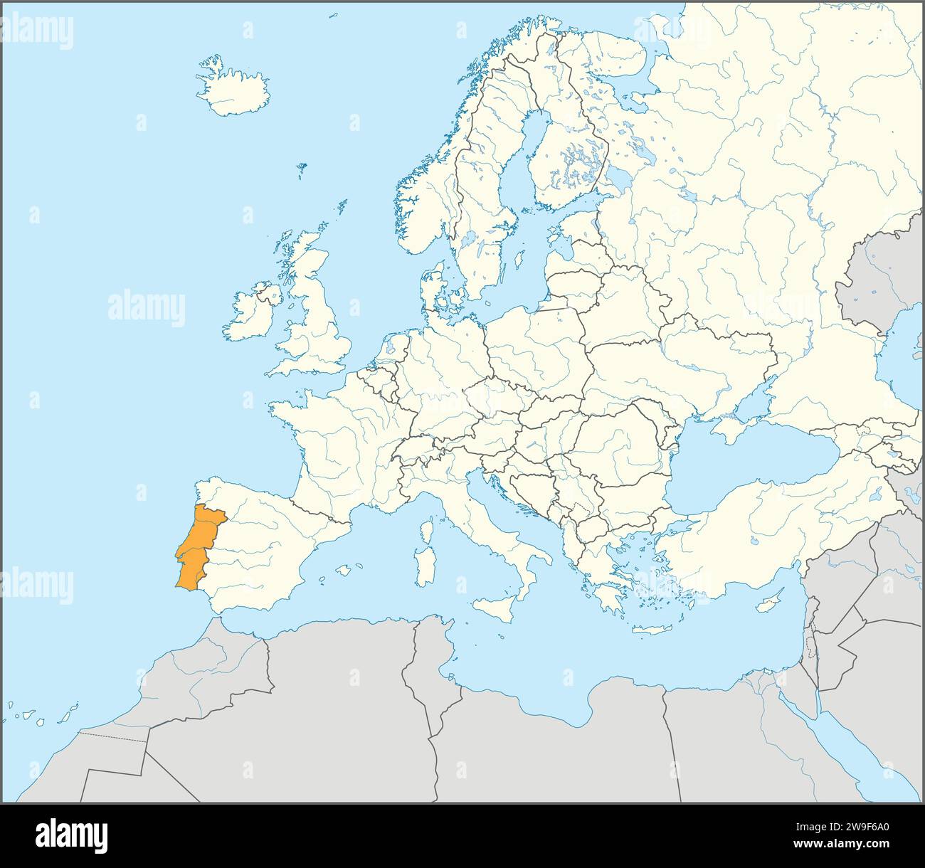 Mappa delle località della REPUBBLICA PORTOGHESE, EUROPA Illustrazione Vettoriale