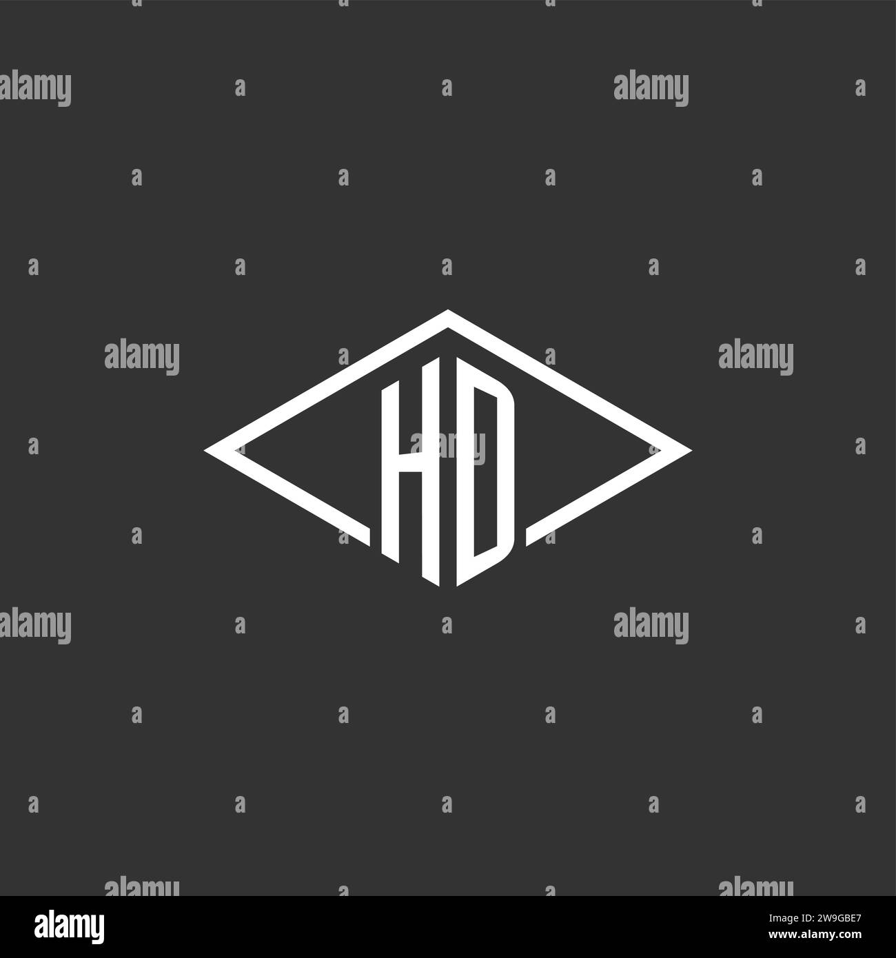 Monogramma logo Initials HD con grafica vettoriale dal design semplice a linee diamantate Illustrazione Vettoriale