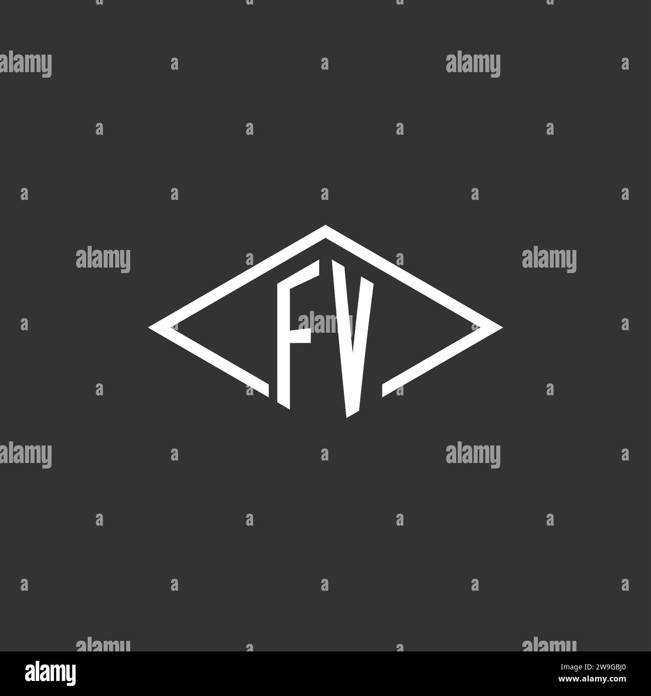 Monogramma con logo FV iniziali e grafica vettoriale con design semplice a linee diamantate Illustrazione Vettoriale