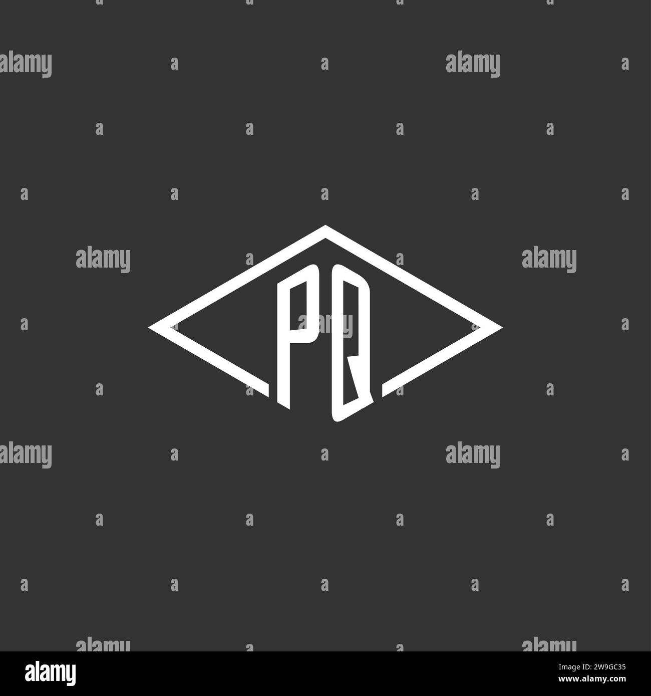 Monogramma con logo PQ iniziali e grafica vettoriale con design semplice a linee diamantate Illustrazione Vettoriale