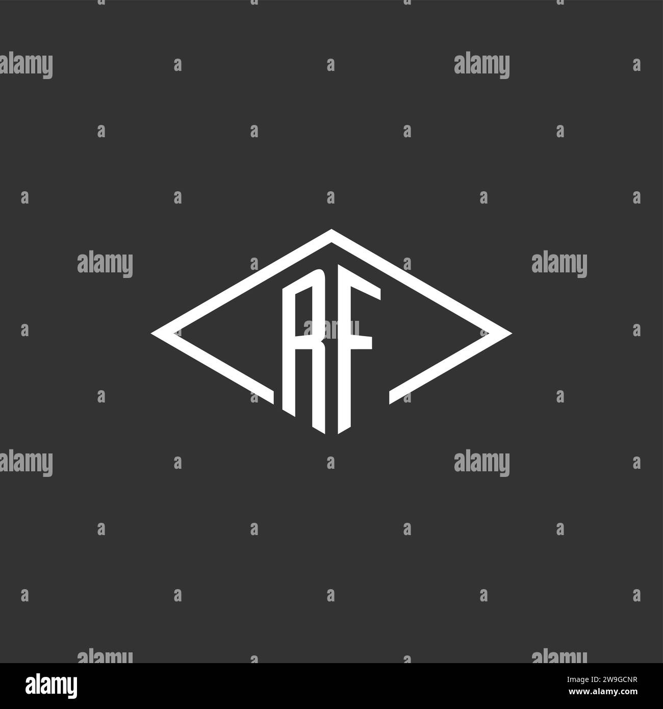 Monogramma con logo RF Initials con grafica vettoriale con design semplice a linee diamantate Illustrazione Vettoriale