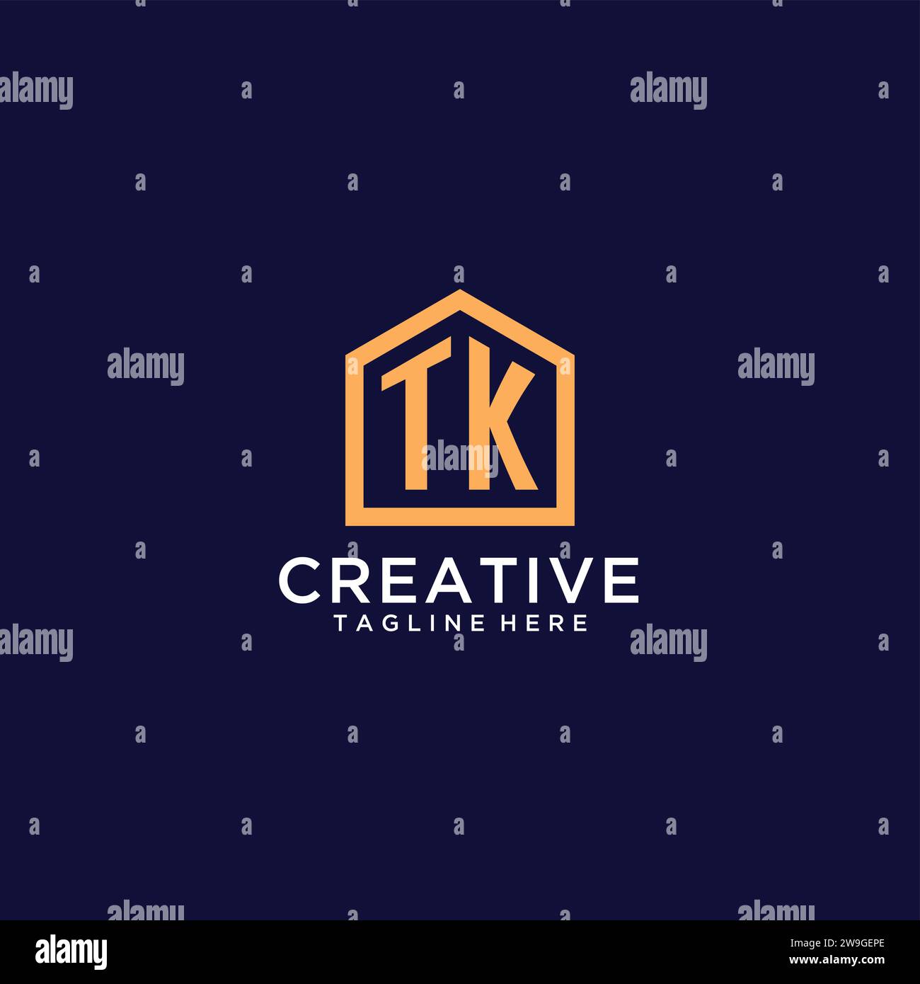 Logo TK iniziale con forma astratta per la casa, design moderno minimalista con logo realistico grafica vettoriale Illustrazione Vettoriale