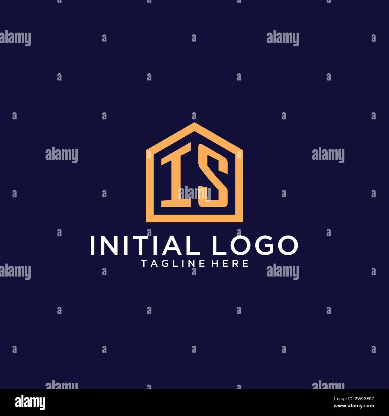 Initial È il logo con la forma astratta della casa, le idee di design minimalista e realistico del logo grafico vettoriale Illustrazione Vettoriale
