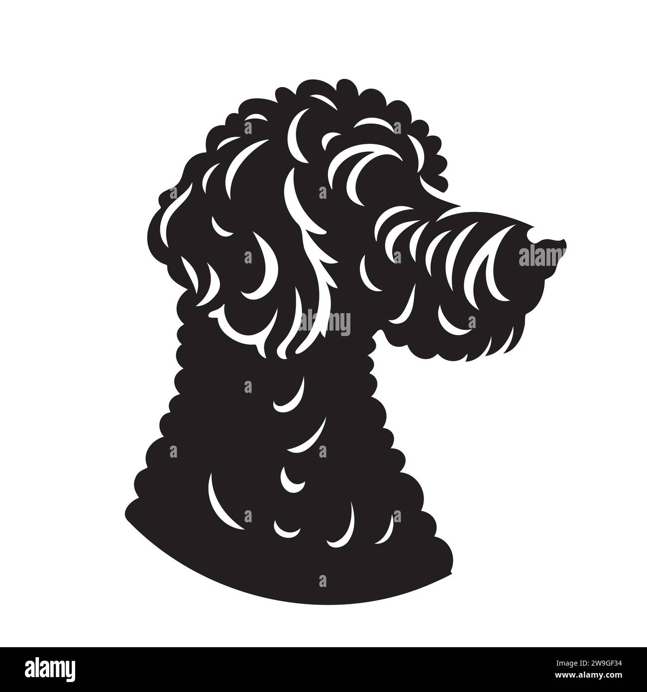 Silhouette nera di un cane isolato su uno sfondo bianco. Illustrazione Vettoriale