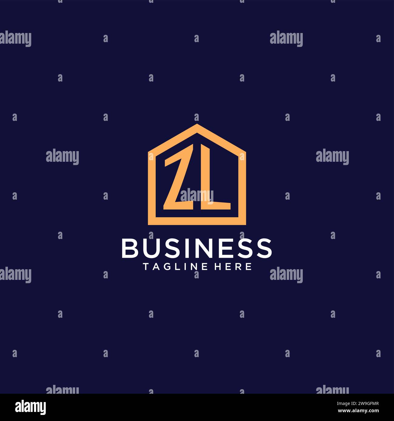 Logo ZL iniziale con forma astratta per la casa, design moderno minimalista con logo realistico grafica vettoriale Illustrazione Vettoriale