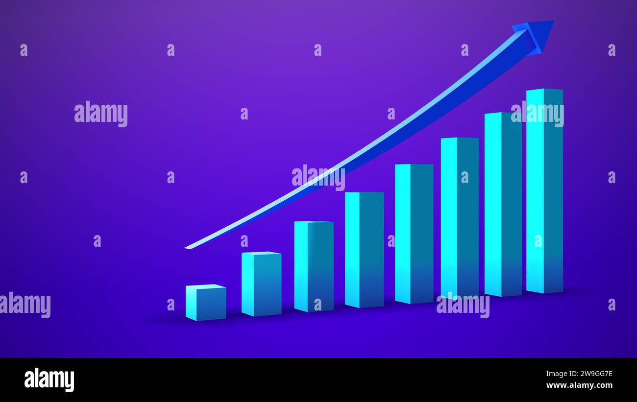 Infografiche per la crescita e il successo del business con luci e frecce in aumento Foto Stock