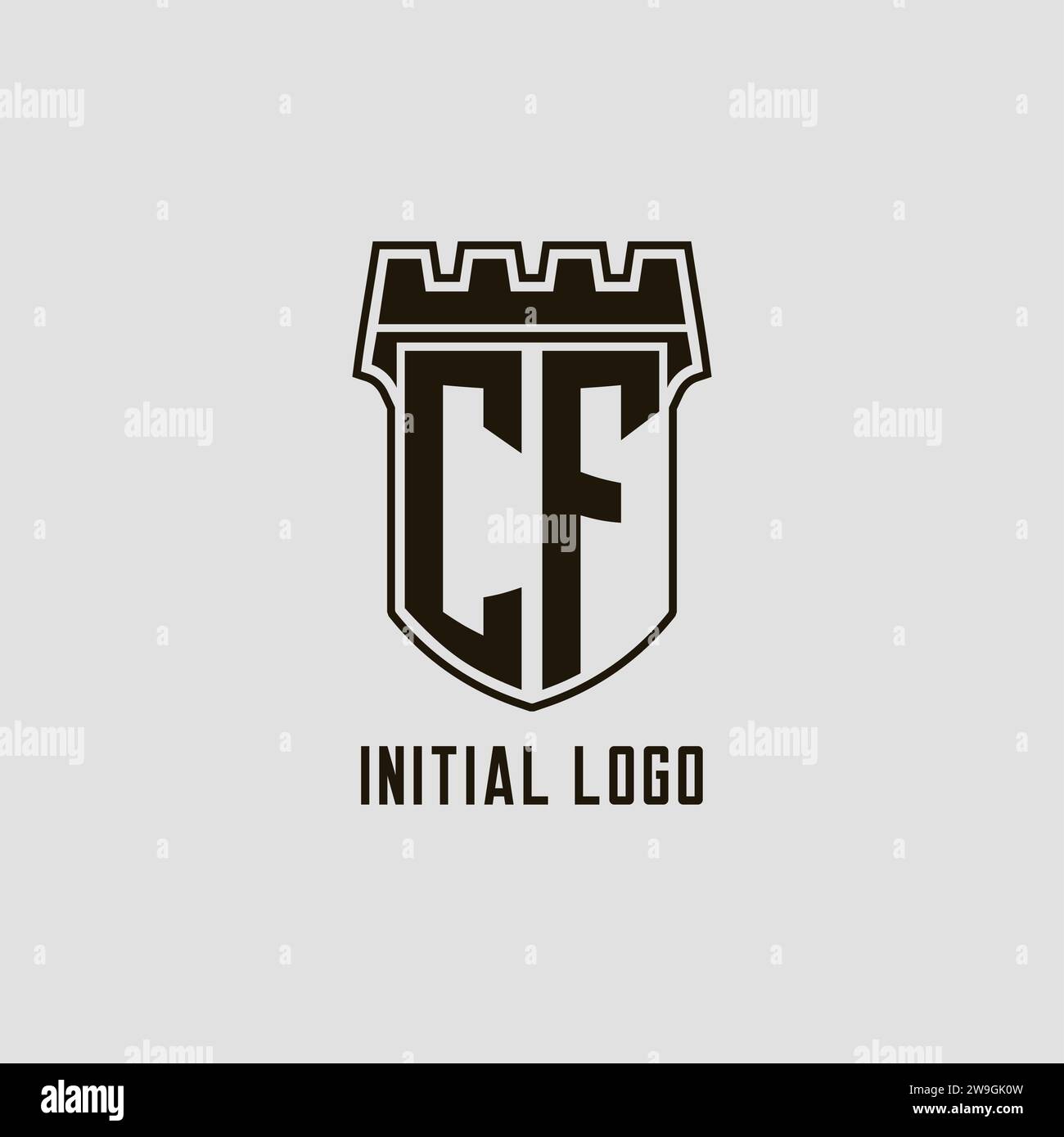 Monogramma CF con logo Shield Fortress, grafica vettoriale Illustrazione Vettoriale