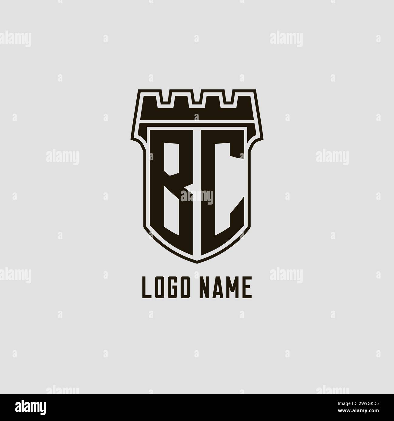 Monogramma BC con logo Shield Fortress grafica vettoriale Illustrazione Vettoriale