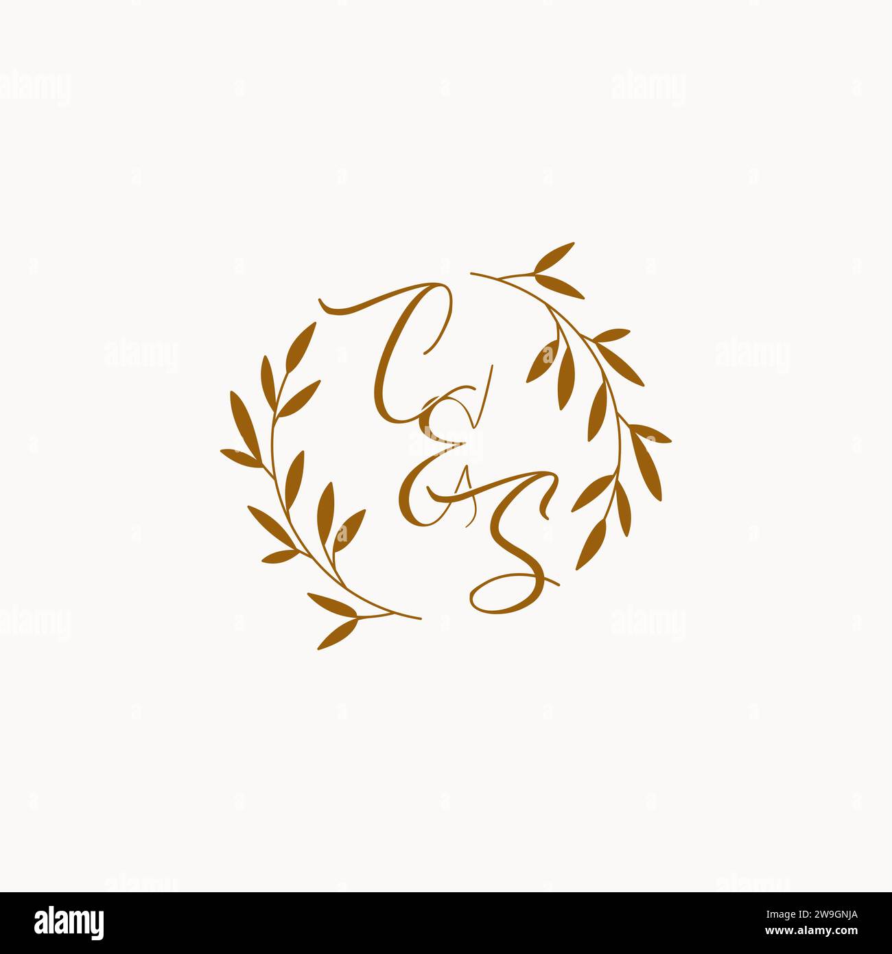 Design del logo del monogramma iniziale del matrimonio CS Illustrazione Vettoriale