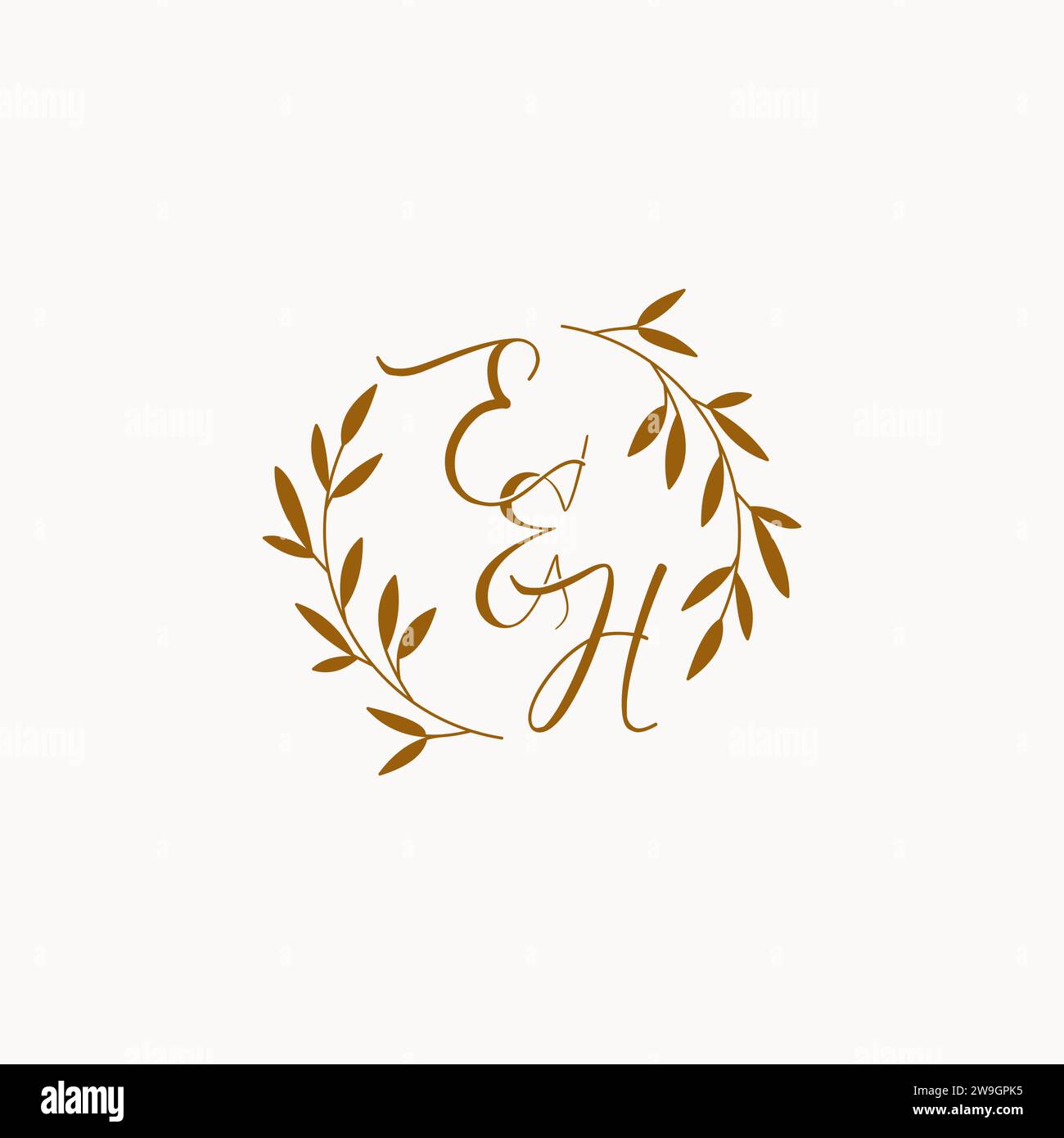Design del logo del monogramma di matrimonio iniziale EH Illustrazione Vettoriale