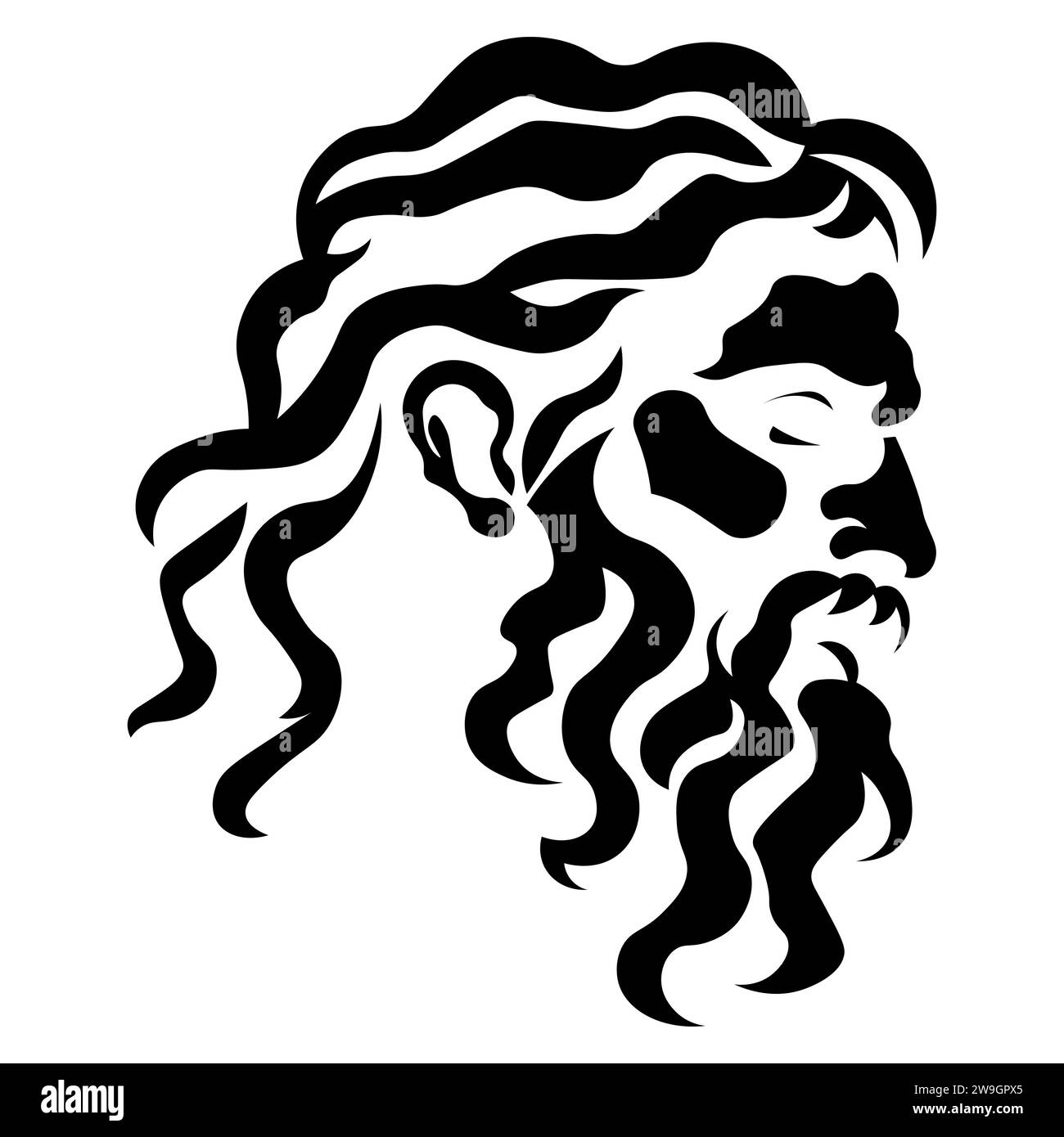 Icona vettoriale nera Zeus su sfondo bianco Illustrazione Vettoriale