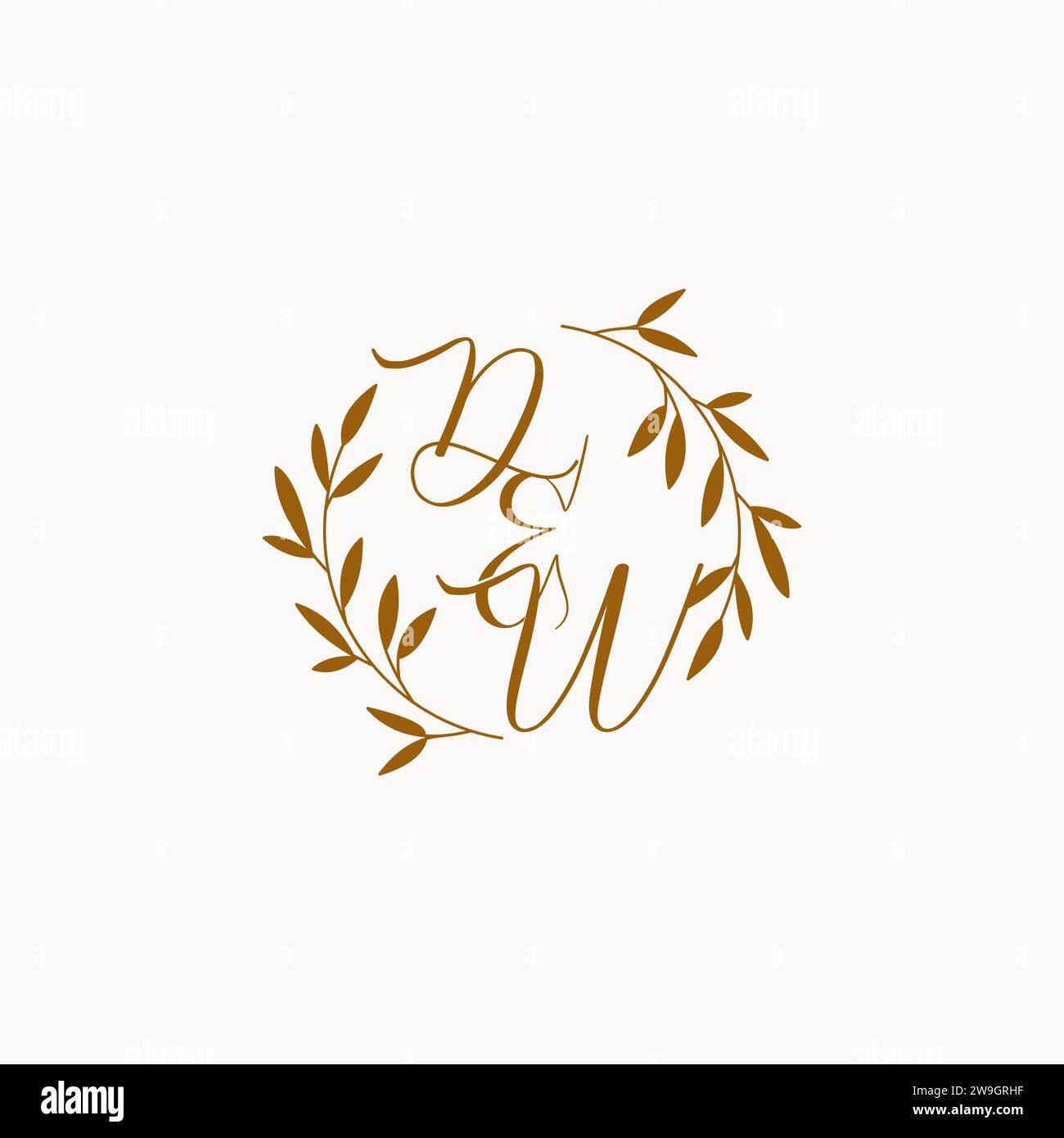 Design del logo del monogramma di matrimonio iniziale DW Illustrazione Vettoriale