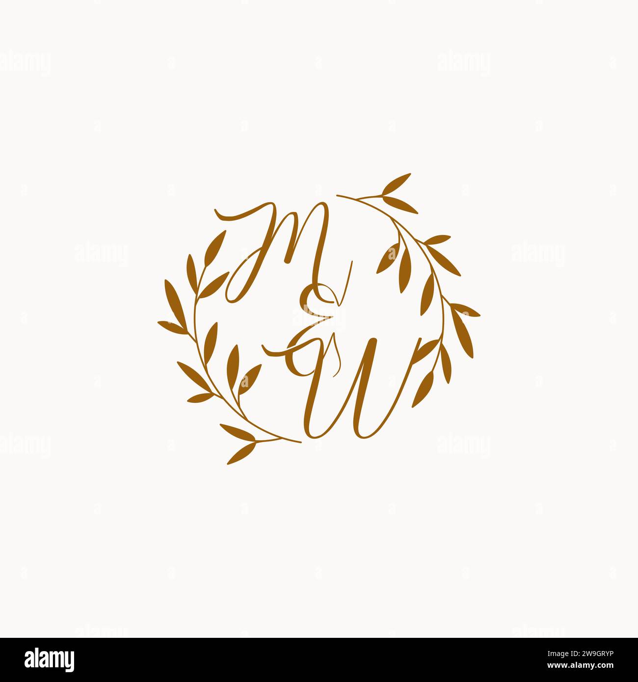 Logo del monogramma di matrimonio iniziale MW Illustrazione Vettoriale