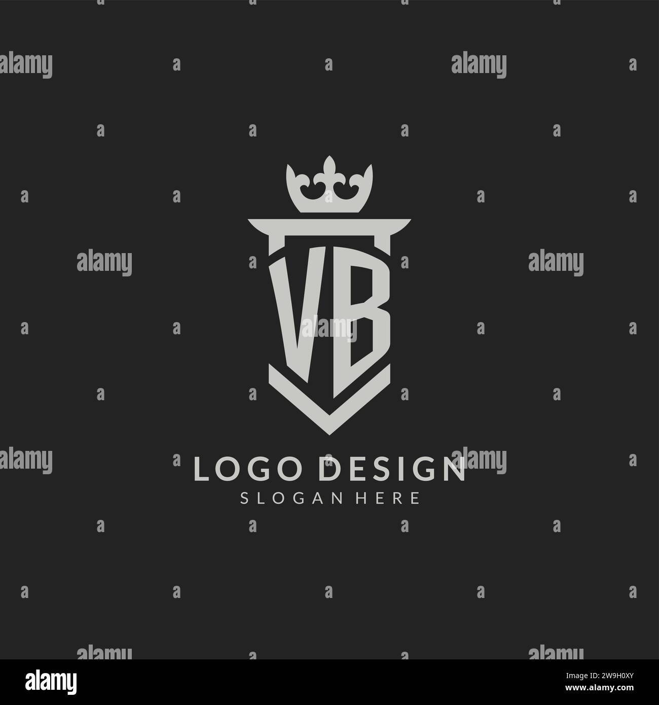 Grafica vettoriale dello scudo VB iniziale e del logo della corona Illustrazione Vettoriale