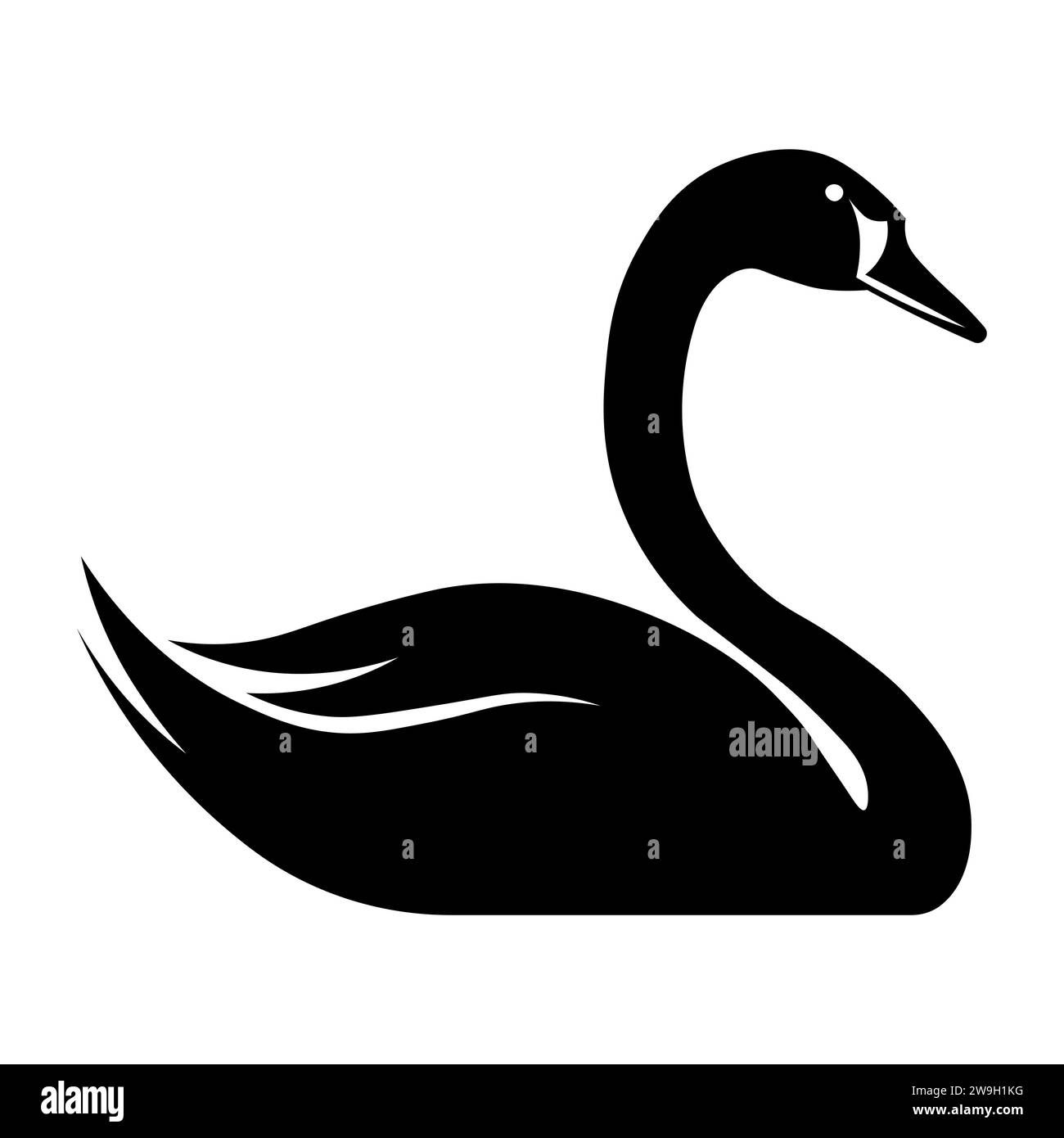 Icona vettoriale nera Swan su sfondo bianco Illustrazione Vettoriale