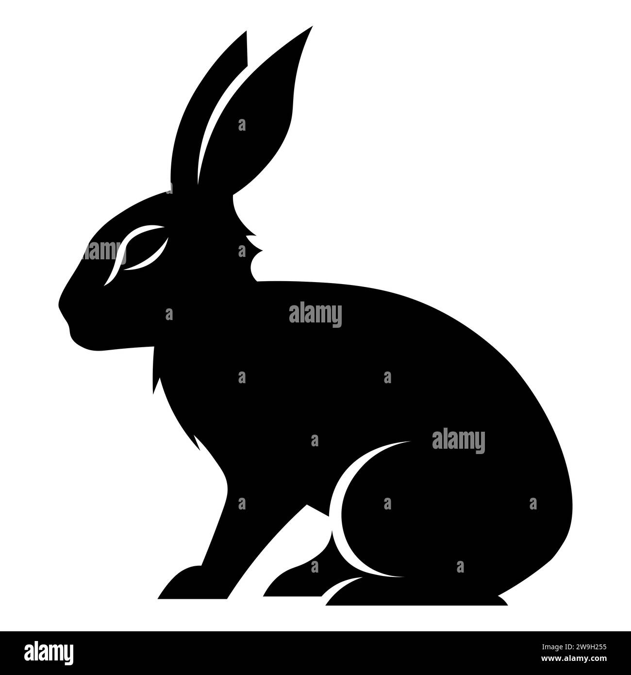 Icona vettoriale nera di coniglio su sfondo bianco Illustrazione Vettoriale