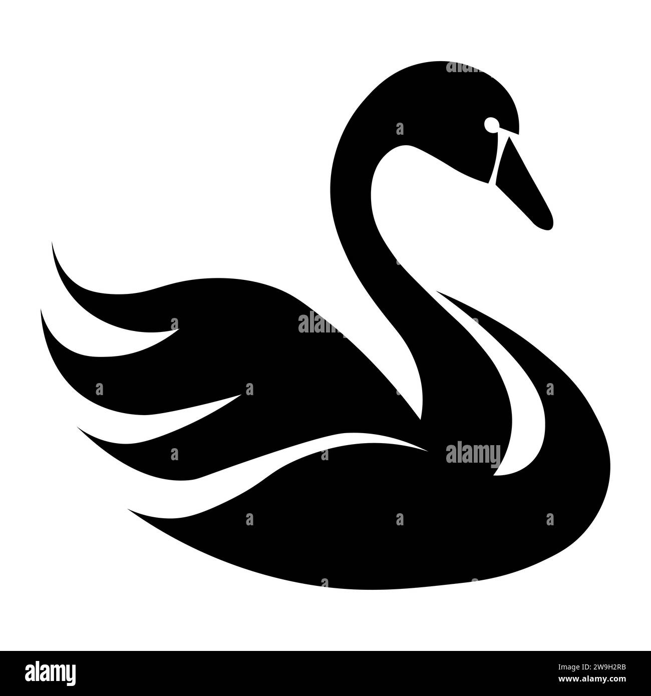 Icona vettoriale nera Swan su sfondo bianco Illustrazione Vettoriale