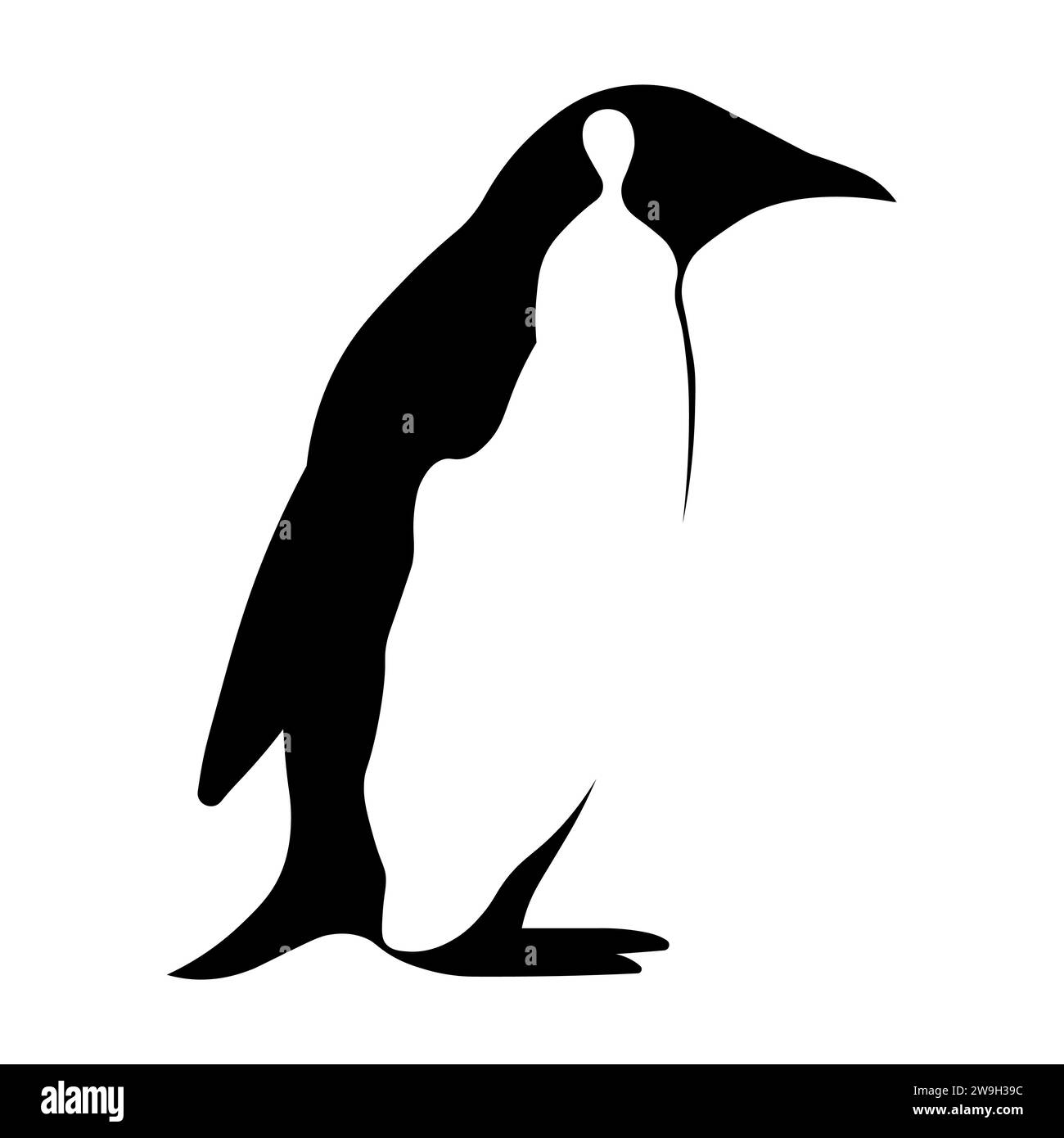 Icona vettoriale nera dei pinguini su sfondo bianco Illustrazione Vettoriale
