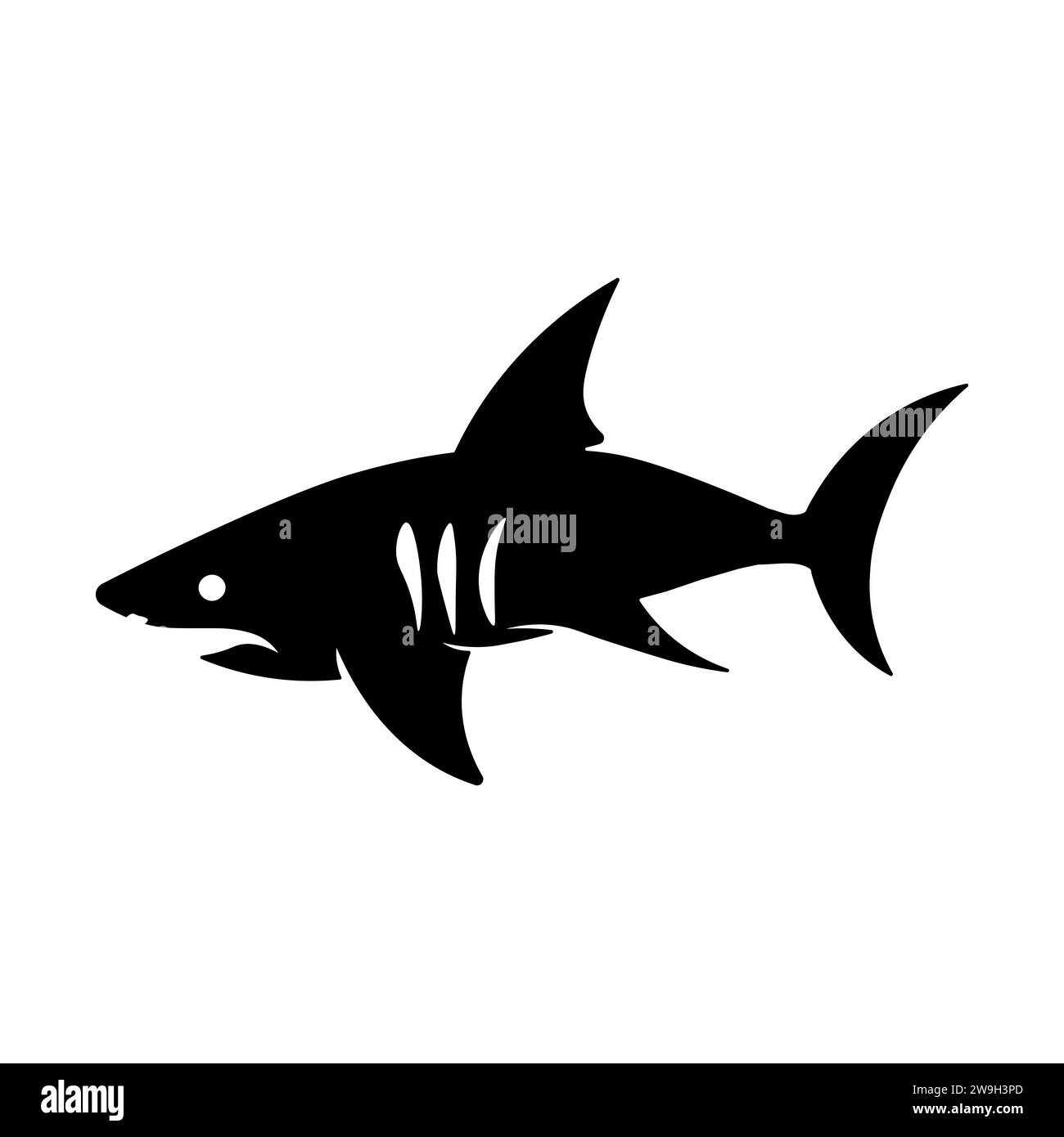 Squalo l'icona vettoriale nera su sfondo bianco Illustrazione Vettoriale