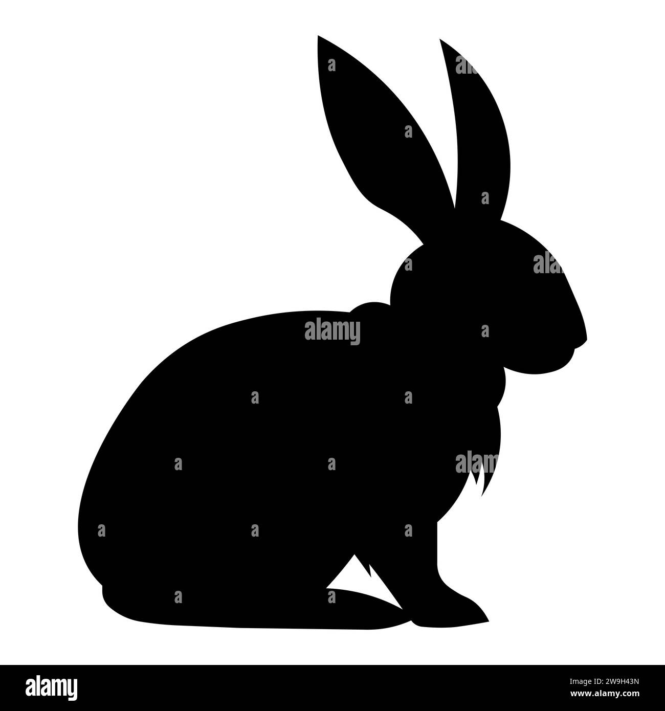 Icona vettoriale nera di coniglio su sfondo bianco Illustrazione Vettoriale