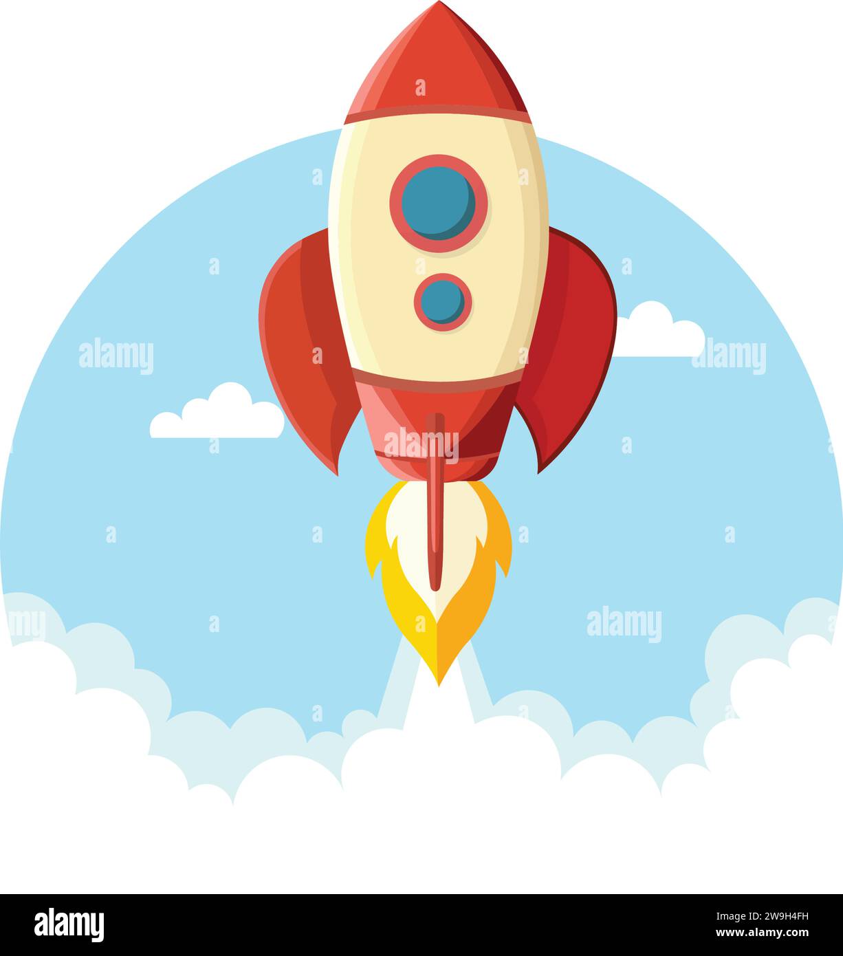 Rocket Flying in the Clipart Illustrazione Vettoriale