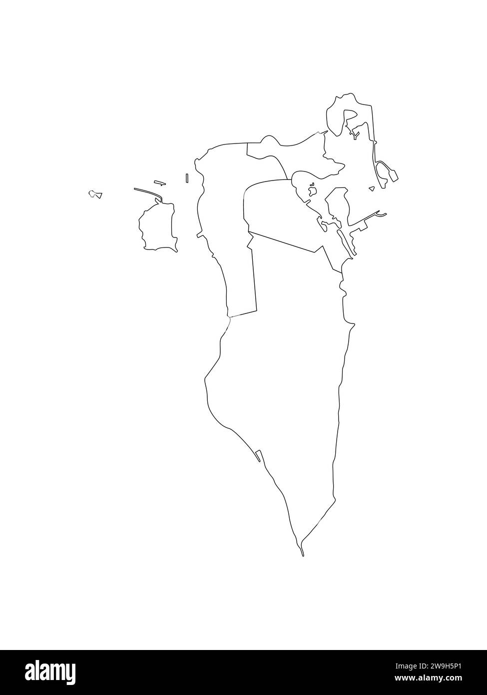 Mappa della silhouette vettoriale ad alta risoluzione del Bahrain e della grafica del contorno Illustrazione Vettoriale