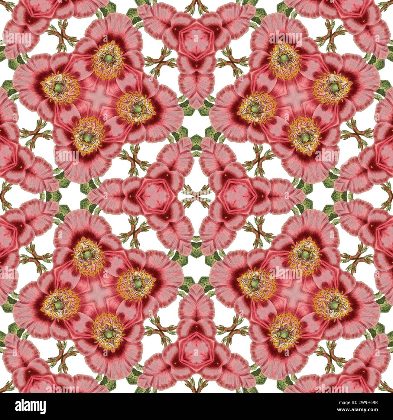 pattern, tile, mandala, senza cuciture, design, digitale, illustrazione, decorazione, ornamento, ornamentale, arte, simmetrica, simbolo, sfondo, sfondo Foto Stock