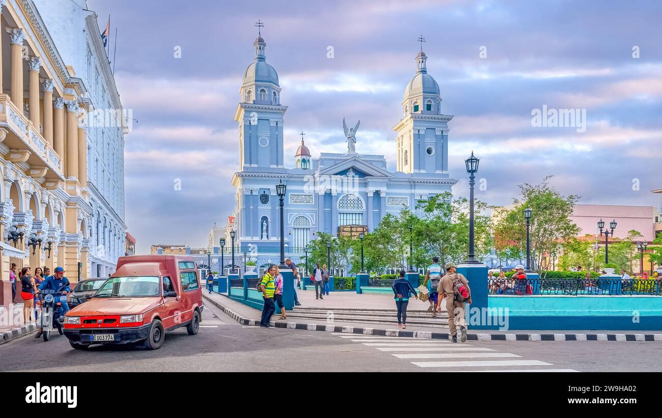 Architettura esterna della Cattedrale di nostra Signora dell'assunzione, Santiago de Cuba, Cuba Foto Stock