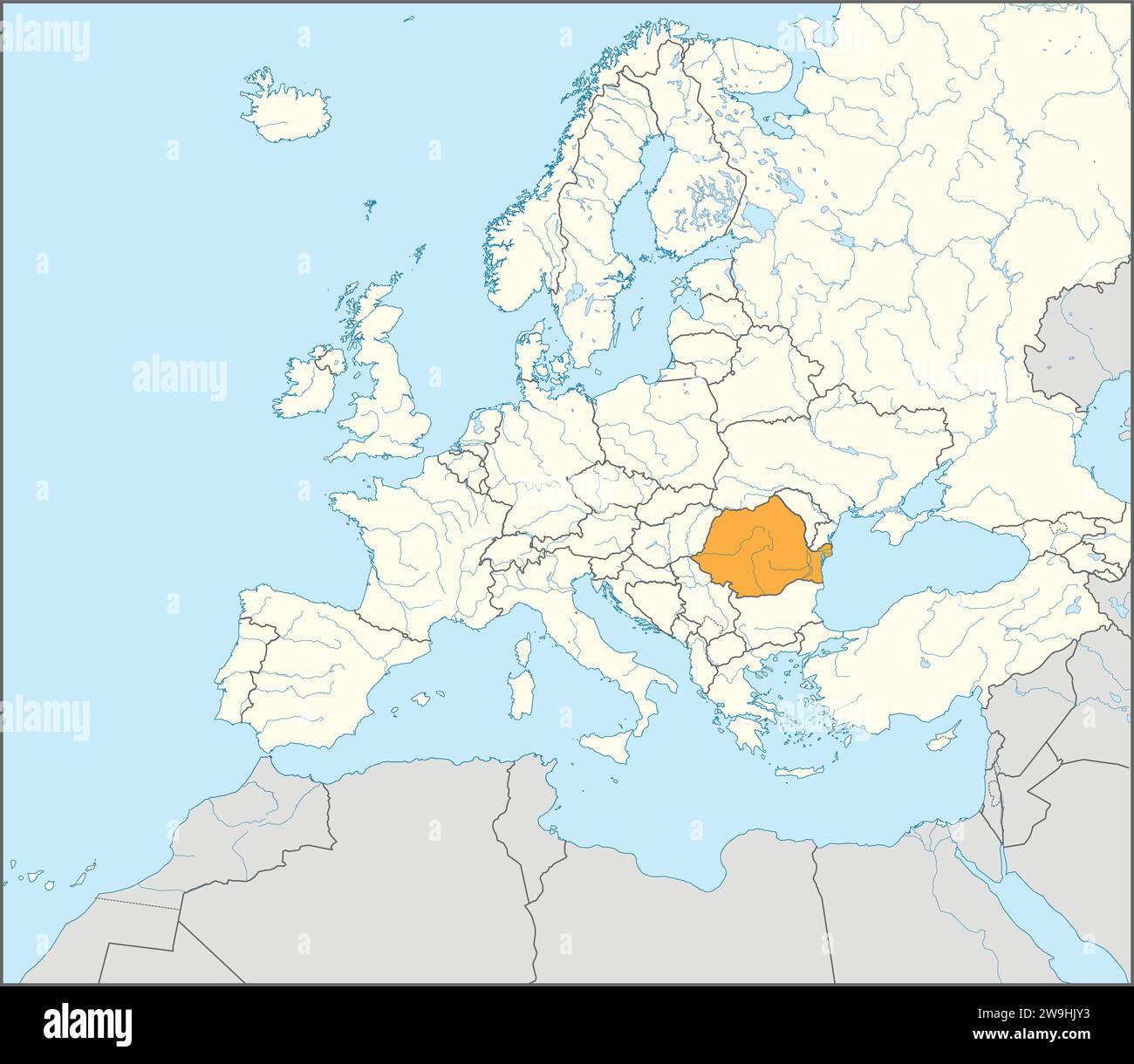 Mappa delle località DELLA ROMANIA, EUROPA Illustrazione Vettoriale