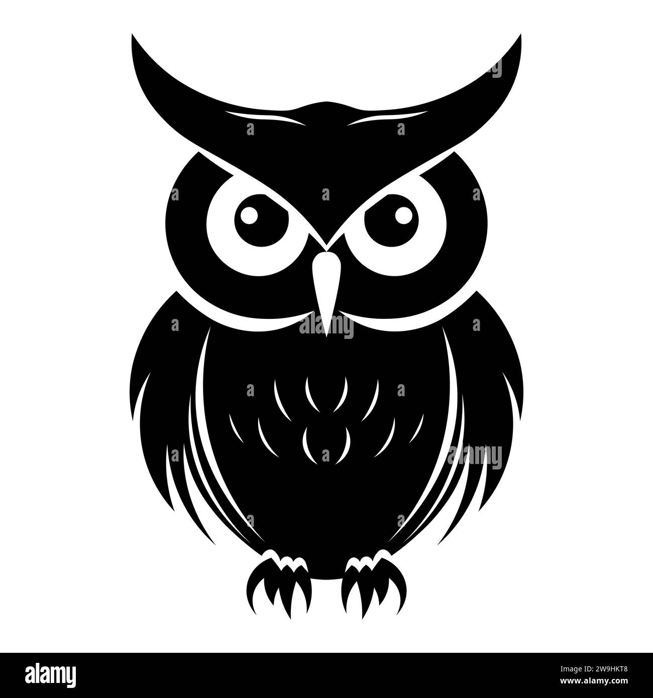 Icona vettoriale nera Owl su sfondo bianco Illustrazione Vettoriale