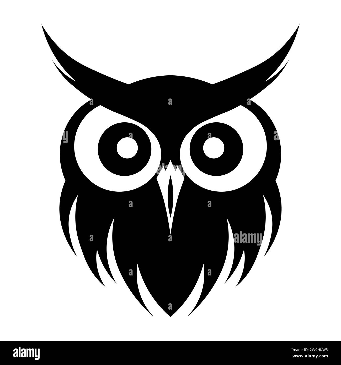 Icona vettoriale nera Owl su sfondo bianco Illustrazione Vettoriale