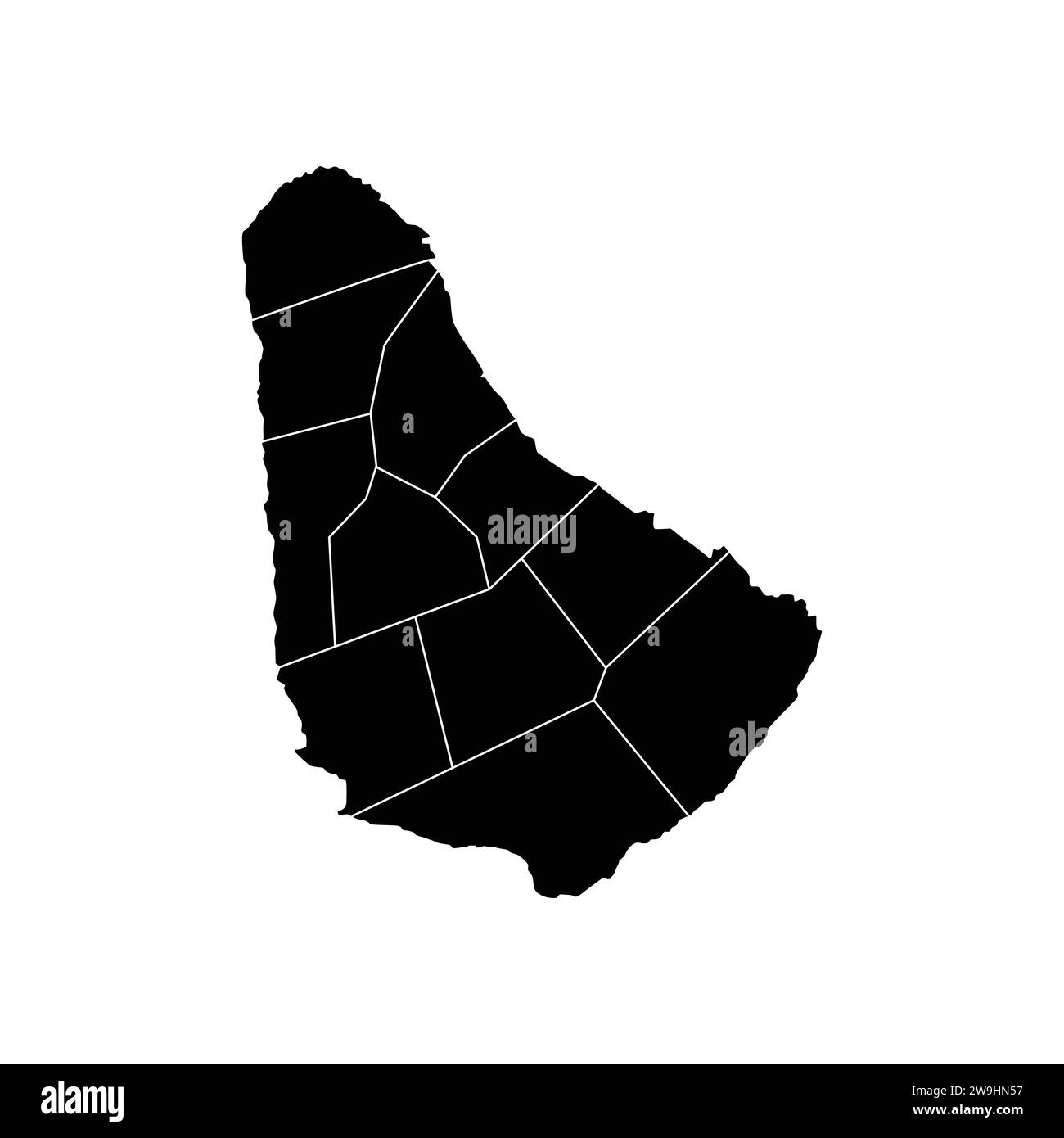 Mappa della silhouette vettoriale ad alta risoluzione delle Barbados e della grafica del contorno Illustrazione Vettoriale