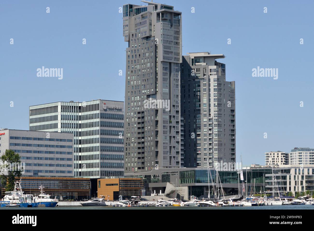 Sea Towers, grattacielo, Bank of Poland, lungomare, edifici, Gdynia, Polonia, Marina Gdynia, porto di Gdynia, Polonia, Tricity, resort sul Mar Baltico Foto Stock