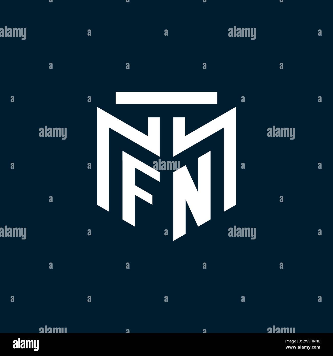 Logo iniziale monogramma FN con ispirazione astratta per il design geometrico Illustrazione Vettoriale