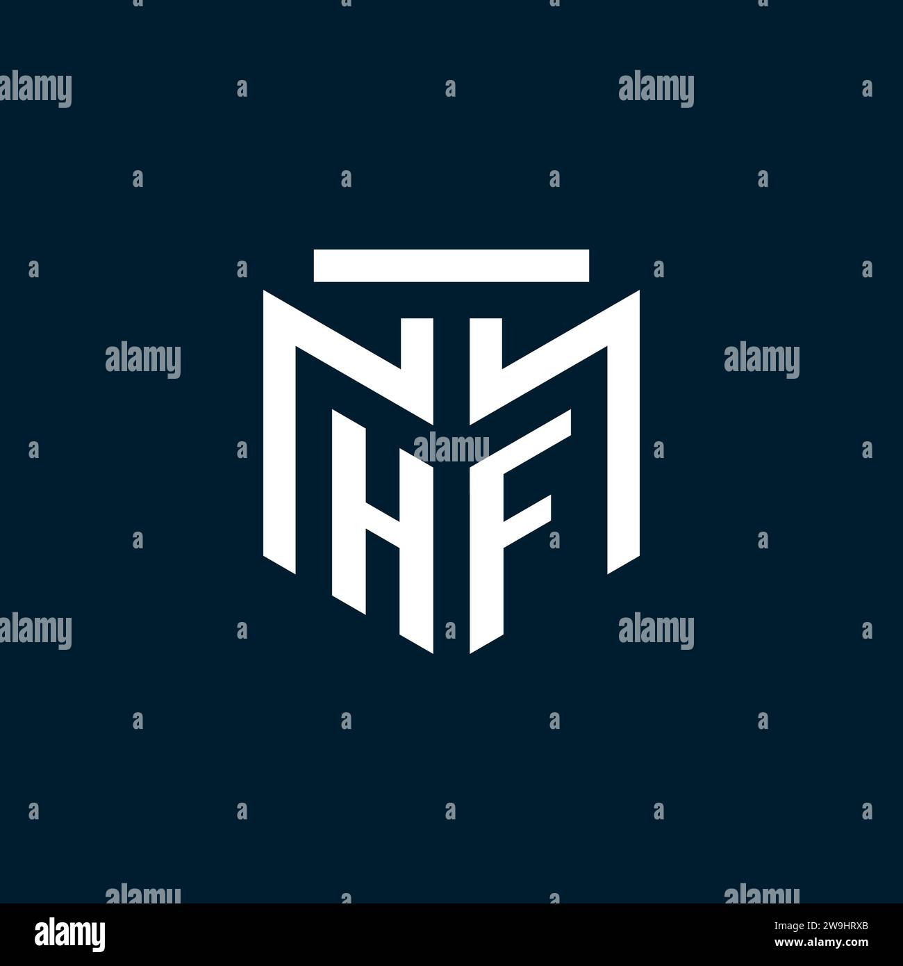 Logo iniziale monogramma HF con ispirazione astratta per il design geometrico Illustrazione Vettoriale
