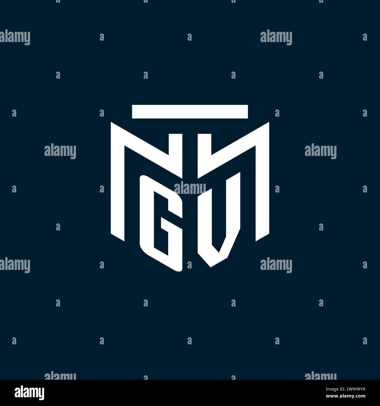 Logo iniziale monogramma GV con ispirazione astratta per il design geometrico Illustrazione Vettoriale